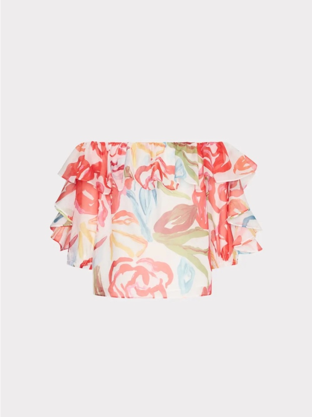 NEW with Tags Milly Off-Shoulder Floral Ruffle Blouse size: P / XS - Picture 3 of 3